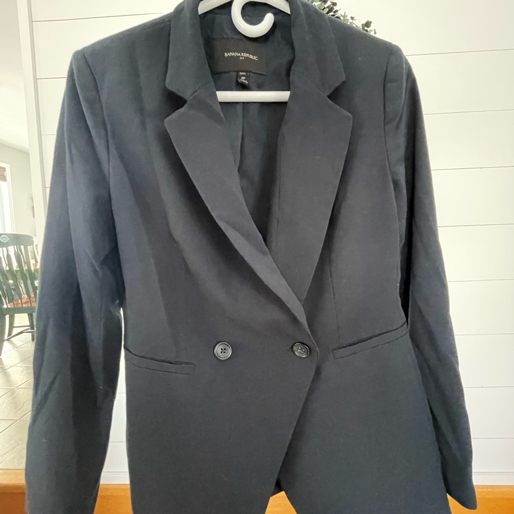 3/20$ Banana Republic Women's Blue Double-Breasted Blazer